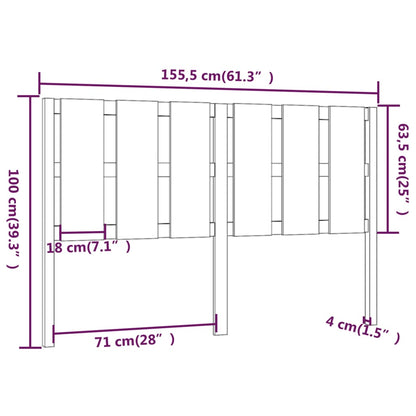 vidaXL Bett-Kopfteil Grau 155,5x4x100 cm Massivholz Kiefer