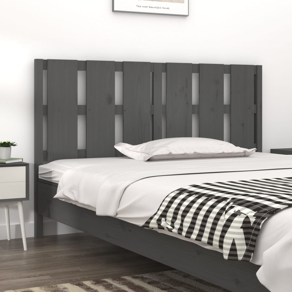 vidaXL Bett-Kopfteil Grau 155,5x4x100 cm Massivholz Kiefer