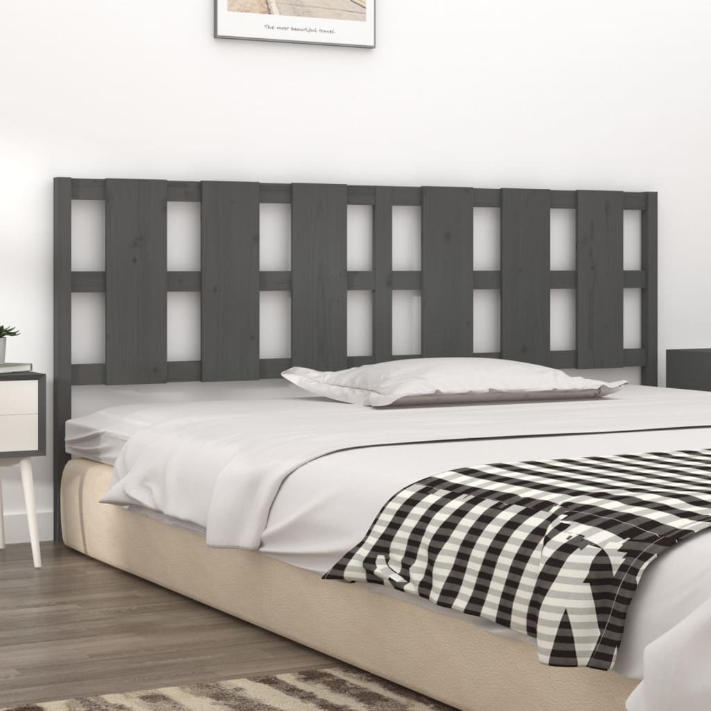 vidaXL Bett-Kopfteil Grau 205,5x4x100 cm Massivholz Kiefer