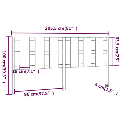 vidaXL Bett-Kopfteil Grau 205,5x4x100 cm Massivholz Kiefer