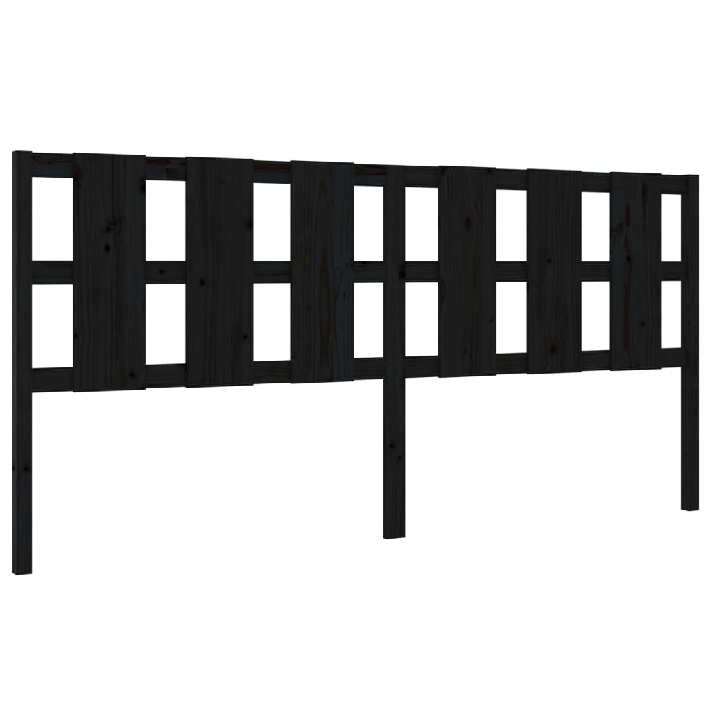 vidaXL Bett-Kopfteil Schwarz 205,5x4x100 cm Massivholz Kiefer