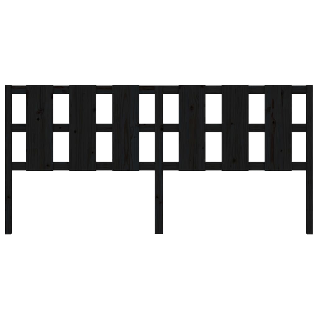 vidaXL Bett-Kopfteil Schwarz 205,5x4x100 cm Massivholz Kiefer