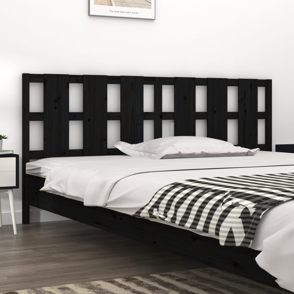 vidaXL Bett-Kopfteil Schwarz 205,5x4x100 cm Massivholz Kiefer