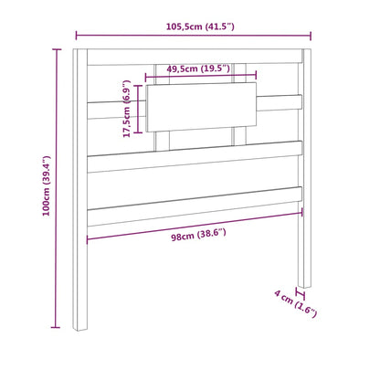 vidaXL Bett-Kopfteil Grau 105,5x4x100 cm Massivholz Kiefer