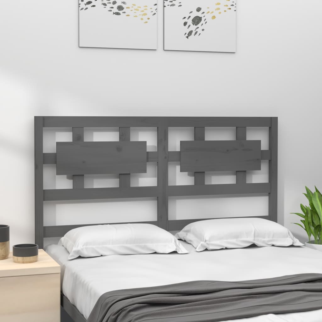 vidaXL Kopfteil Grau 125,5x4x100 cm Massivholz Kiefer