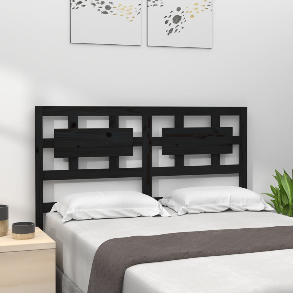 vidaXL Kopfteil Schwarz 140,5x4x100 cm Massivholz Kiefer