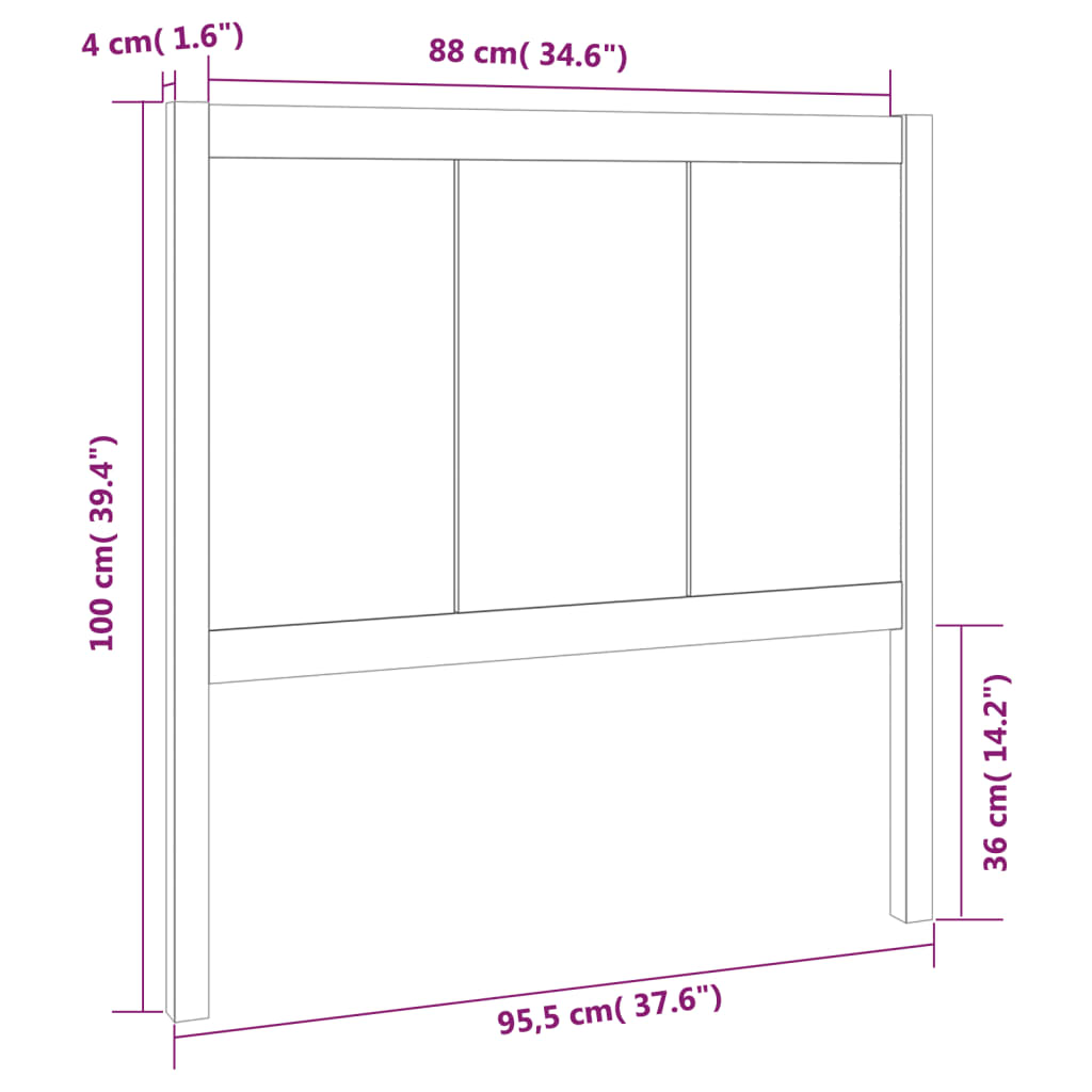 vidaXL Kopfteil Schwarz 95,5x4x100 cm Massivholz Kiefer