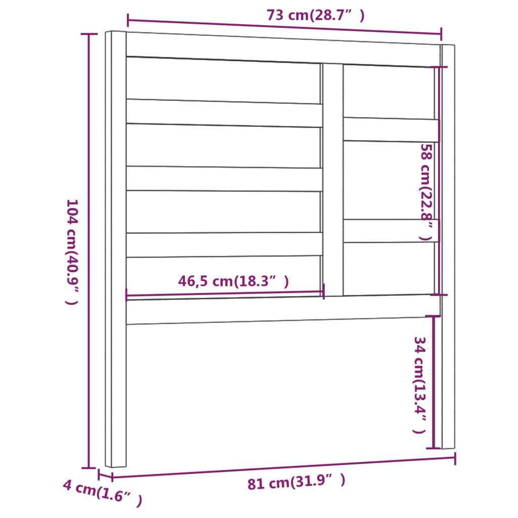 vidaXL Bett-Kopfteil Honigbraun 81x4x104 cm Massivholz Kiefer