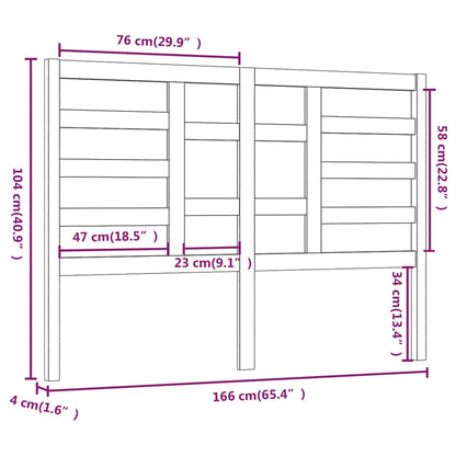 vidaXL Tête de lit Gris 166x4x104 cm Bois de pin massif