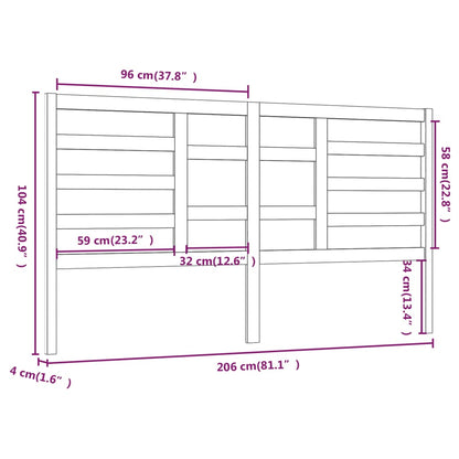 vidaXL Bett-Kopfteil Honigbraun 206x4x104 cm Massivholz Kiefer