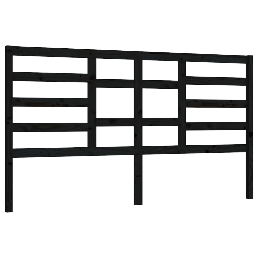 vidaXL Bett-Kopfteil Schwarz 206x4x104 cm Massivholz Kiefer