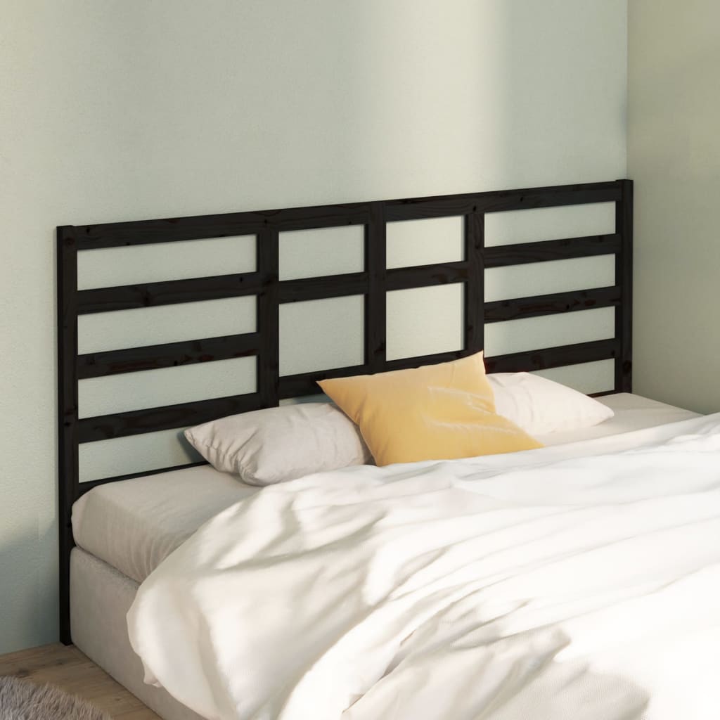 vidaXL Bett-Kopfteil Schwarz 206x4x104 cm Massivholz Kiefer
