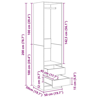 Kleiderschrank mit Schubladen Grau Sonoma 50x50x200 cm