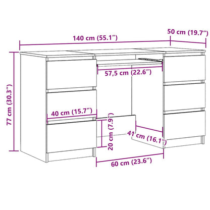 vidaXL Schreibtisch Räuchereiche 140x50x77 cm Holzwerkstoff