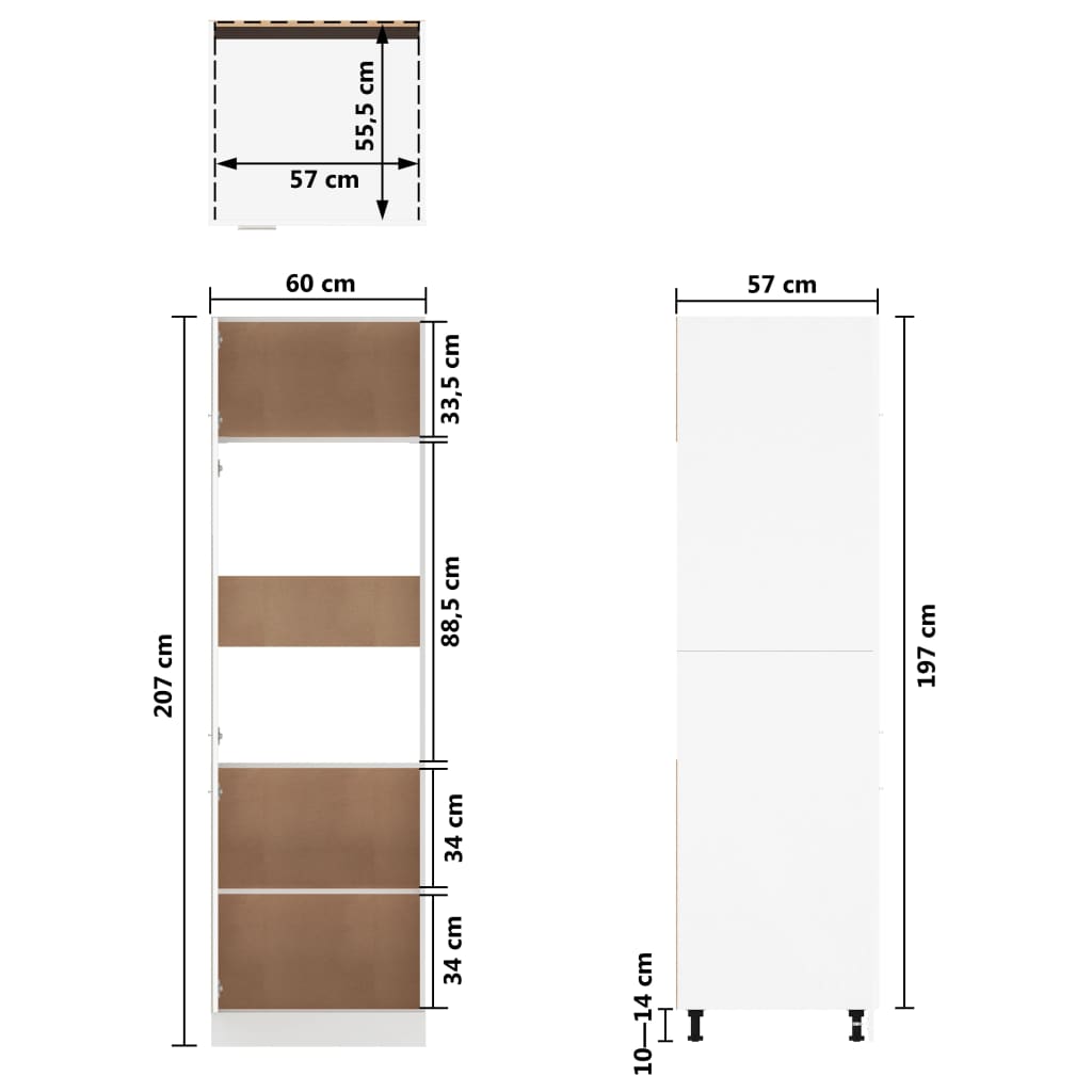 vidaXL Kühlumbauschrank Lyon Grau Sonoma 60x57x207 cm Holzwerkstoff