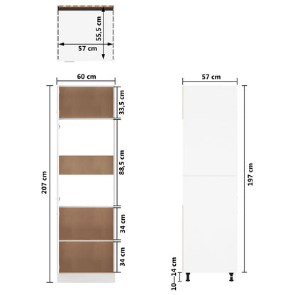 vidaXL Kühlumbauschrank Lyon Grau Sonoma 60x57x207 cm Holzwerkstoff