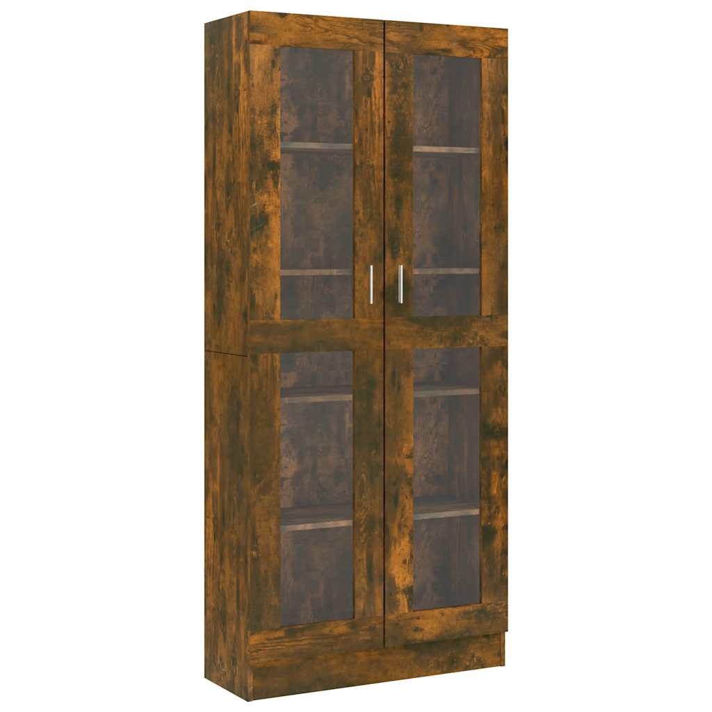 vidaXL Vitrinenschrank Räuchereiche 82,5x30,5x185 cm Holzwerkstoff