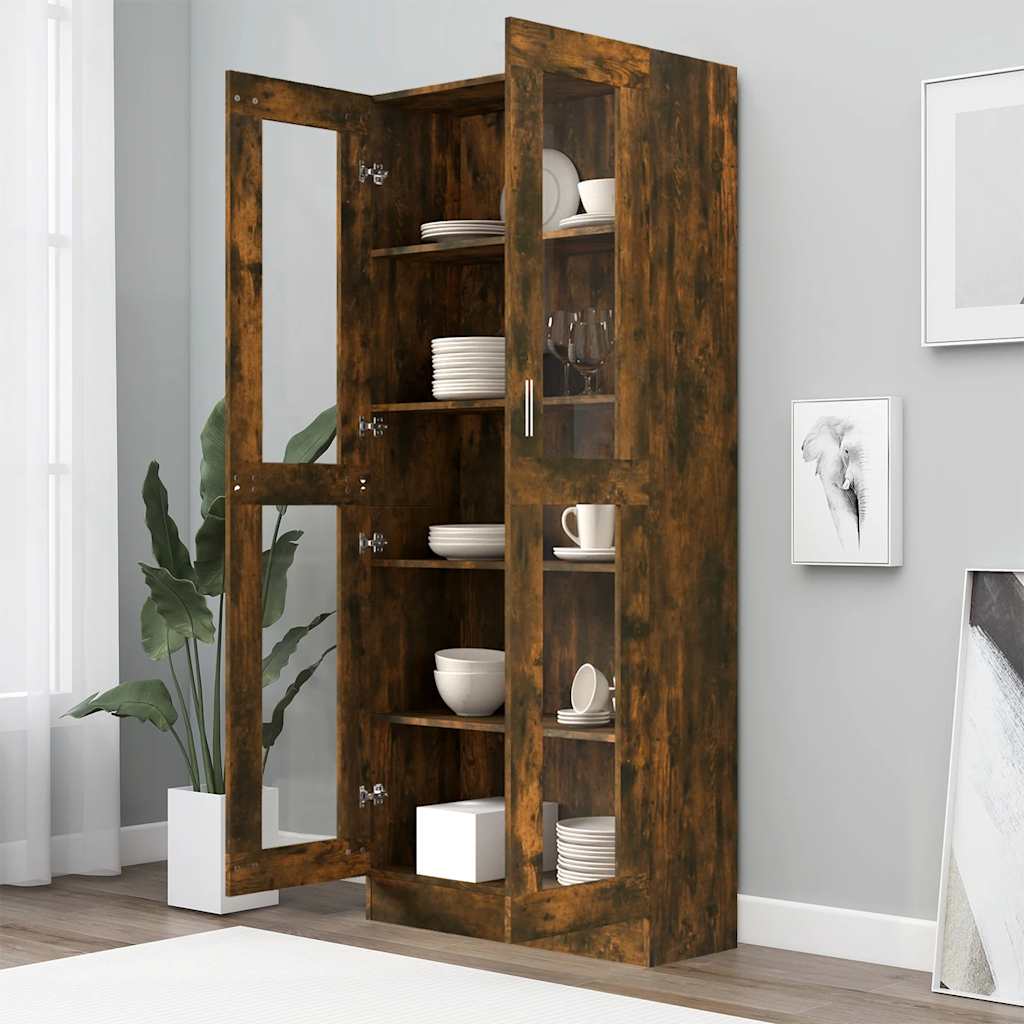 vidaXL Vitrinenschrank Räuchereiche 82,5x30,5x185 cm Holzwerkstoff