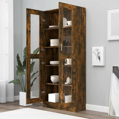 vidaXL Vitrinenschrank Räuchereiche 82,5x30,5x185 cm Holzwerkstoff