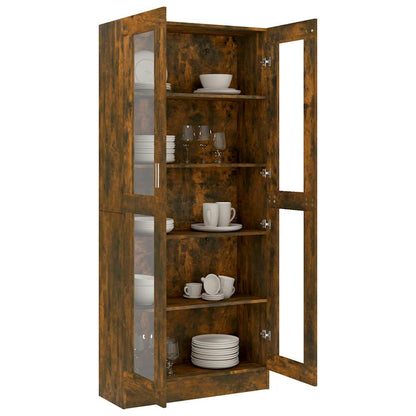 vidaXL Vitrinenschrank Räuchereiche 82,5x30,5x185 cm Holzwerkstoff