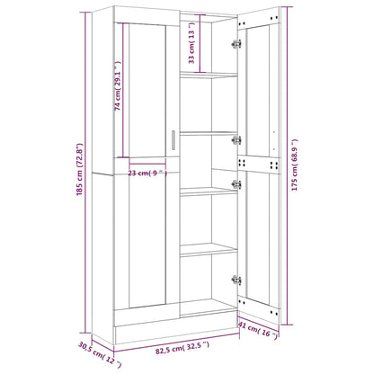 vidaXL Vitrinenschrank Räuchereiche 82,5x30,5x185 cm Holzwerkstoff