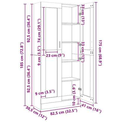 vidaXL Vitrinenschrank Räuchereiche 82,5x30,5x185 cm Holzwerkstoff