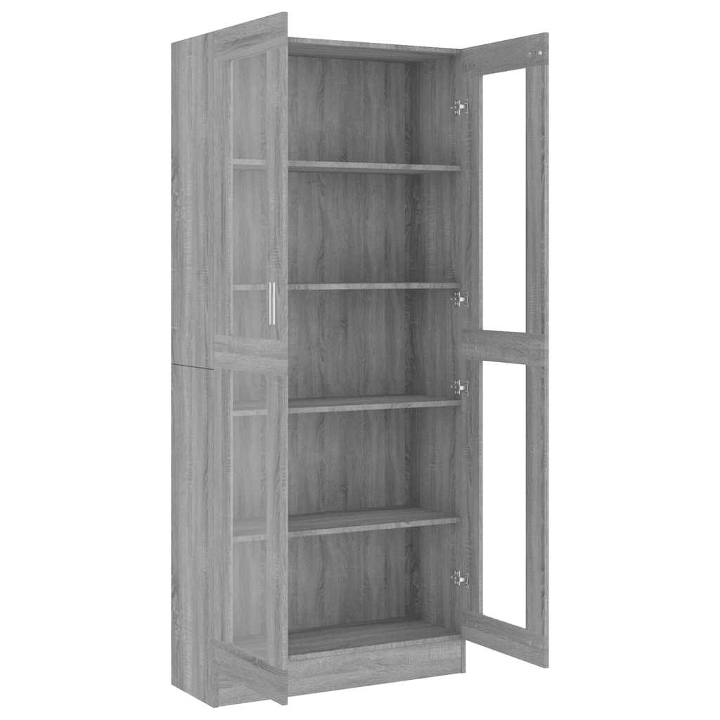 vidaXL Vitrinenschrank Grau Sonoma 82,5x30,5x185 cm Holzwerkstoff