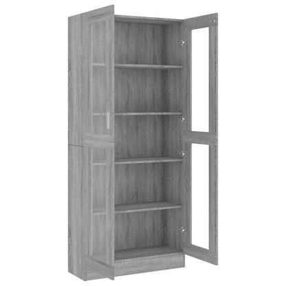 vidaXL Vitrinenschrank Grau Sonoma 82,5x30,5x185 cm Holzwerkstoff