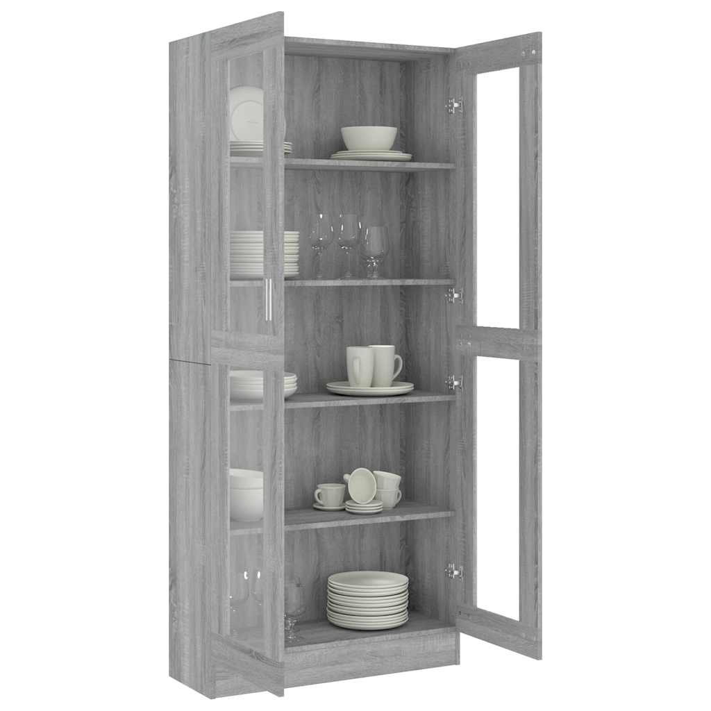 vidaXL Vitrinenschrank Grau Sonoma 82,5x30,5x185 cm Holzwerkstoff