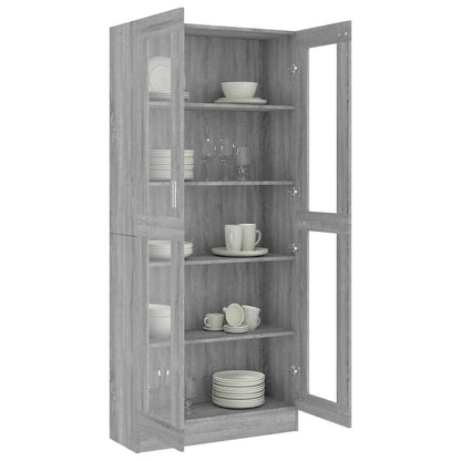 vidaXL Vitrinenschrank Grau Sonoma 82,5x30,5x185 cm Holzwerkstoff