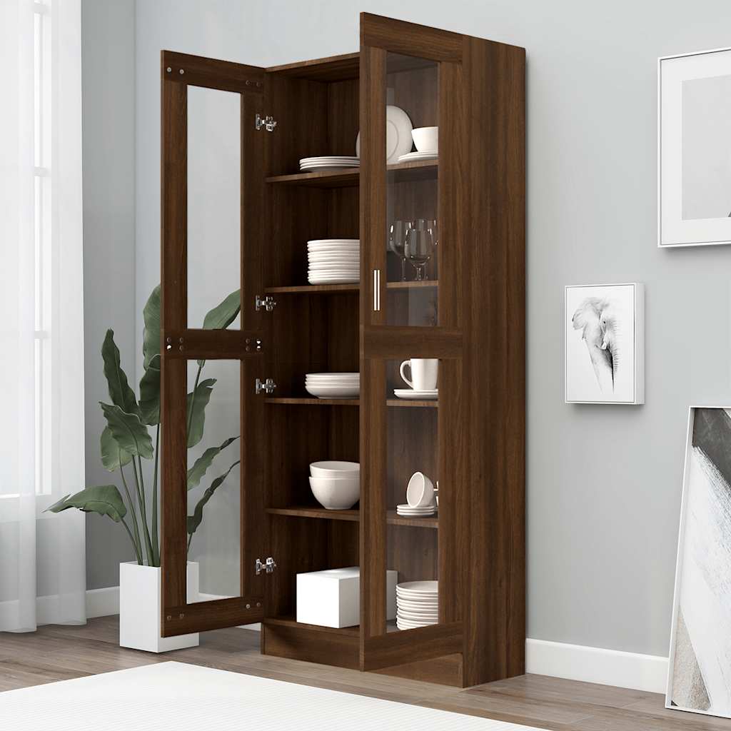 vidaXL Vitrinenschrank Braun Eichen-Optik 82,5x30,5x185 cm