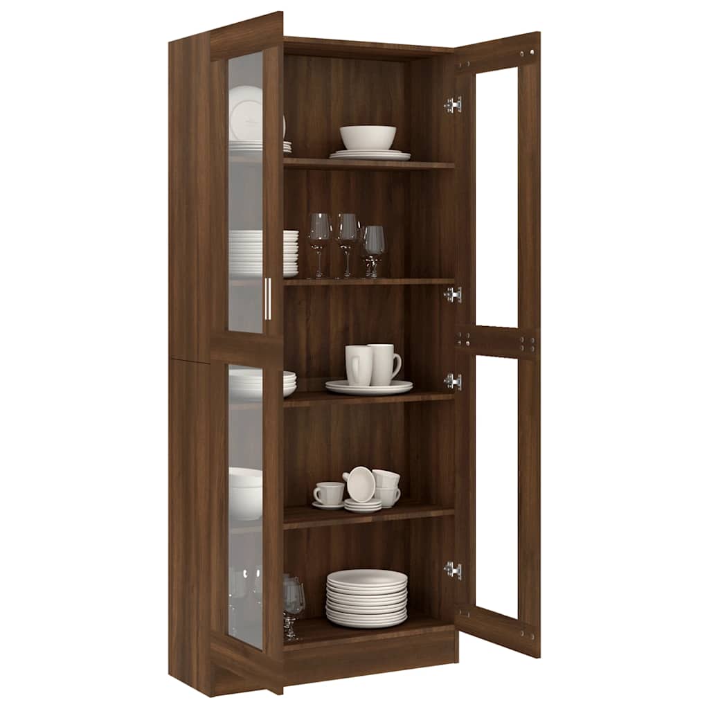 vidaXL Vitrinenschrank Braun Eichen-Optik 82,5x30,5x185 cm