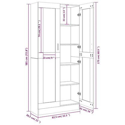vidaXL Vitrinenschrank Braun Eichen-Optik 82,5x30,5x185 cm
