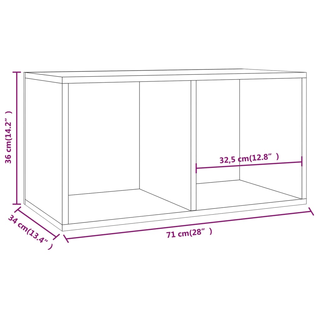 vidaXL Schallplatten-Box Räuchereiche 71x34x36 cm Holzwerkstoff