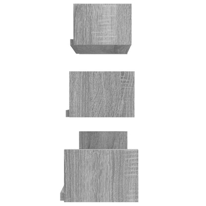 vidaXL Wandregale 3 Stk. Grau Sonoma Holzwerkstoff