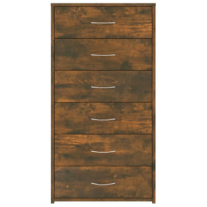 vidaXL Sideboard 6 Schubladen Räuchereiche 50x34x96 cm Holzwerkstoff