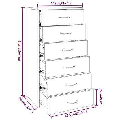 vidaXL Sideboard 6 Schubladen Räuchereiche 50x34x96 cm Holzwerkstoff