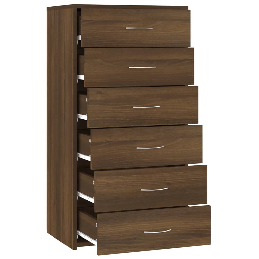 vidaXL Sideboard mit 6 Schubladen Braun Eichen-Optik 50x34x96 cm