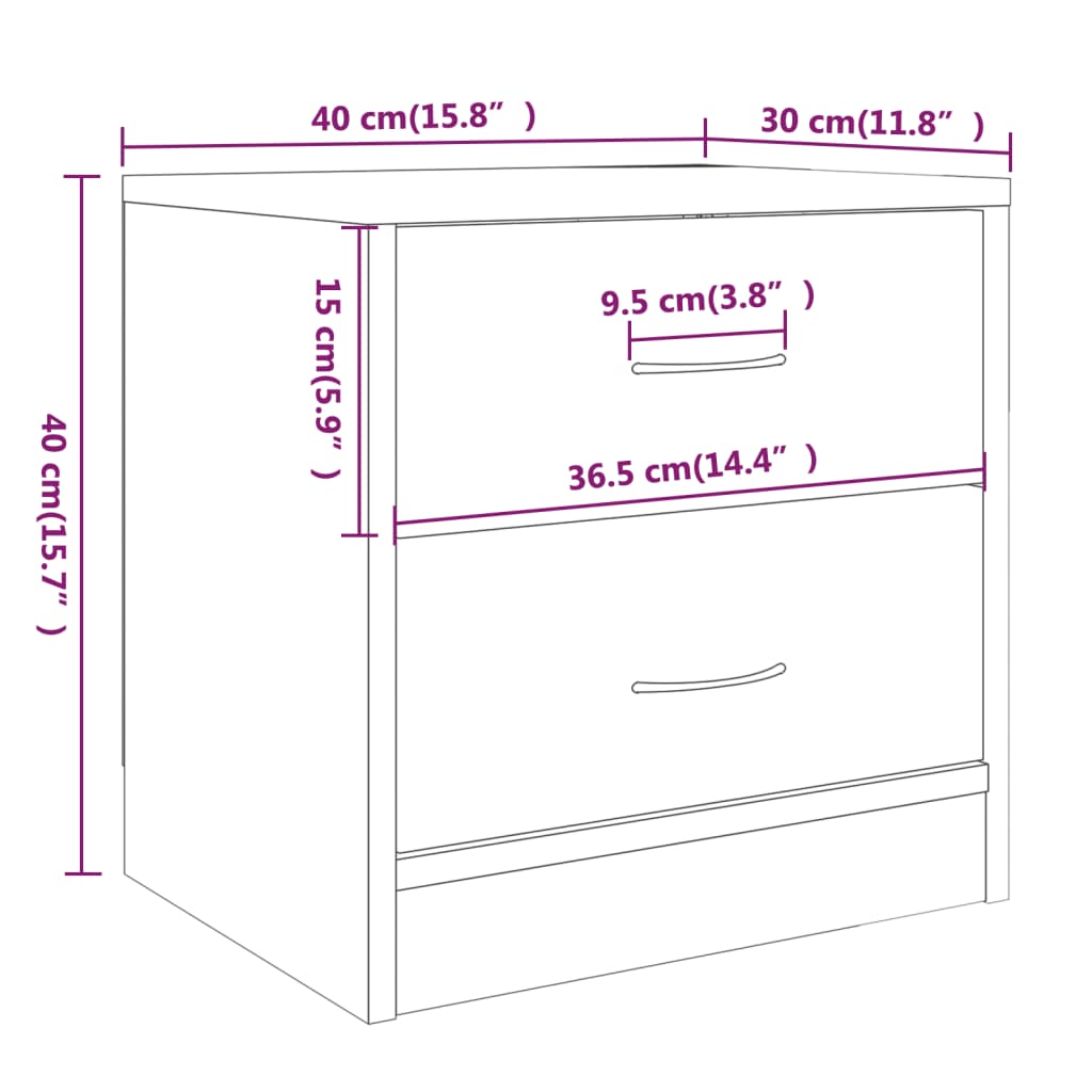 vidaXL Nachttische 2 Stk. Grau Sonoma 40x30x40 cm Holzwerkstoff