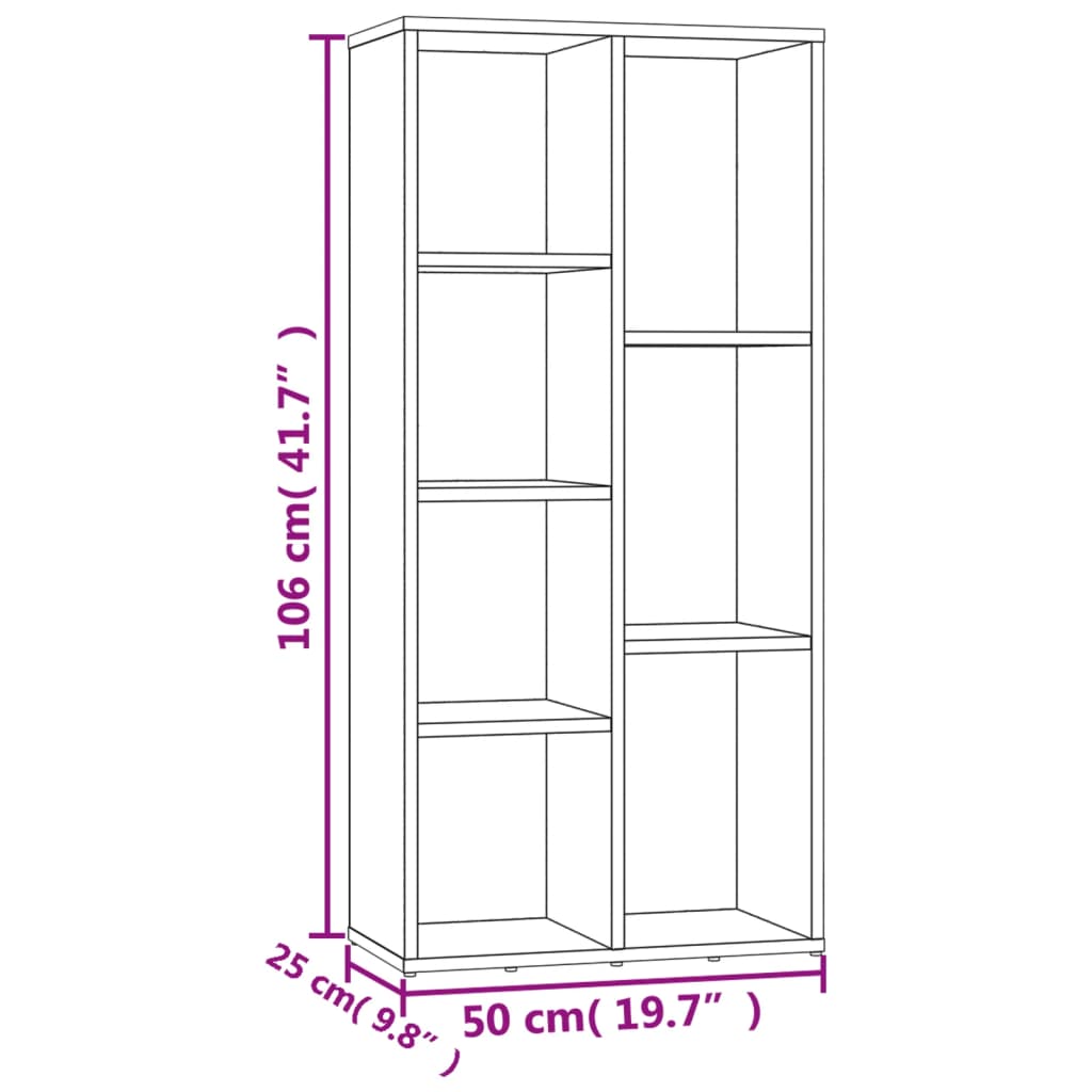 vidaXL Bücherregal Räuchereiche 50x25x106 cm