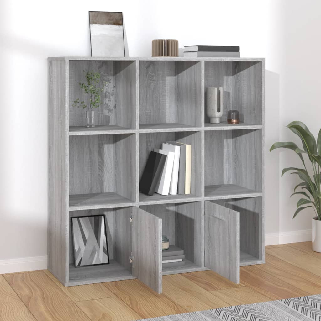 vidaXL Bücherschrank Grau Sonoma 98x30x98 cm