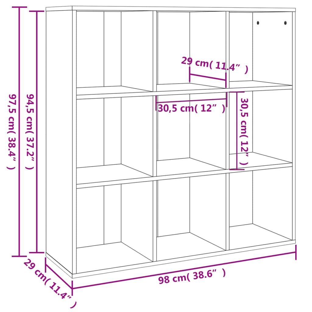 vidaXL Bücherschrank Räuchereiche 98x29x97,5 cm