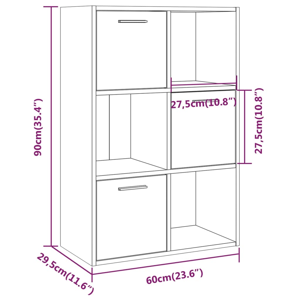 vidaXL Lagerschrank Braun Eichen-Optik 60x29,5x90 cm