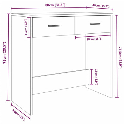 vidaXL Schreibtisch Räuchereiche 80x40x75 cm Holzwerkstoff