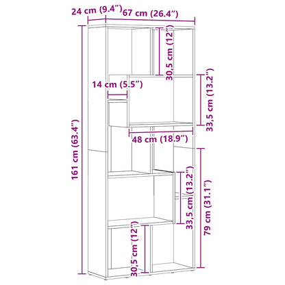 vidaXL Bücherregal Räuchereiche 67x24x161 cm Holzwerkstoff