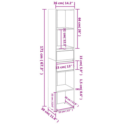 vidaXL Bücherregal Grau Sonoma 36x30x171 cm Holzwerkstoff