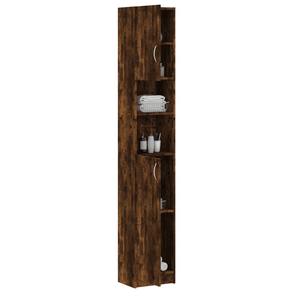 vidaXL Badezimmerschrank Räuchereiche 32x25,5x190 cm Holzwerkstoff
