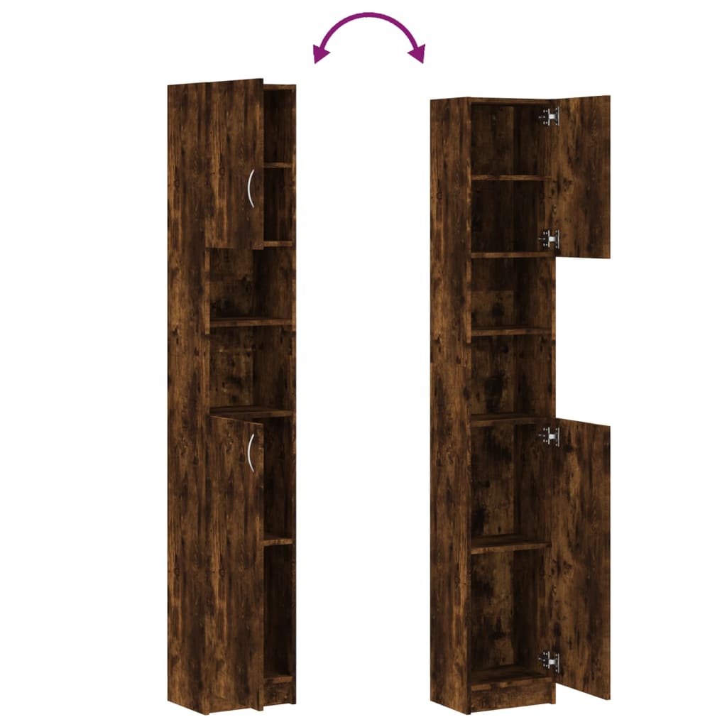vidaXL Badezimmerschrank Räuchereiche 32x25,5x190 cm Holzwerkstoff
