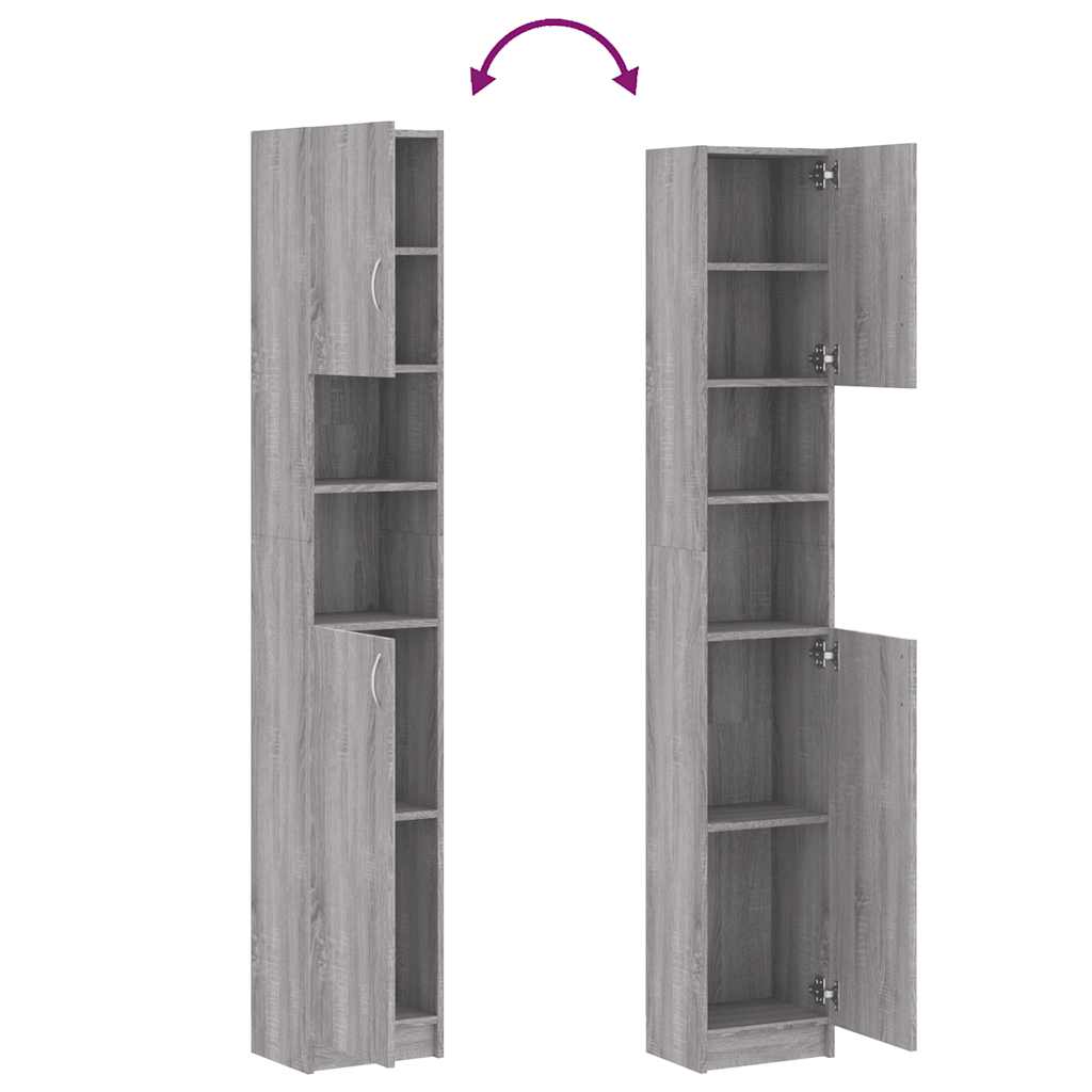 vidaXL Badezimmerschrank Grau Sonoma 32x25,5x190 cm Holzwerkstoff