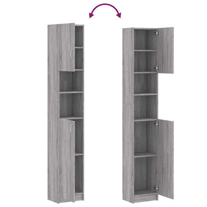 vidaXL Badezimmerschrank Grau Sonoma 32x25,5x190 cm Holzwerkstoff